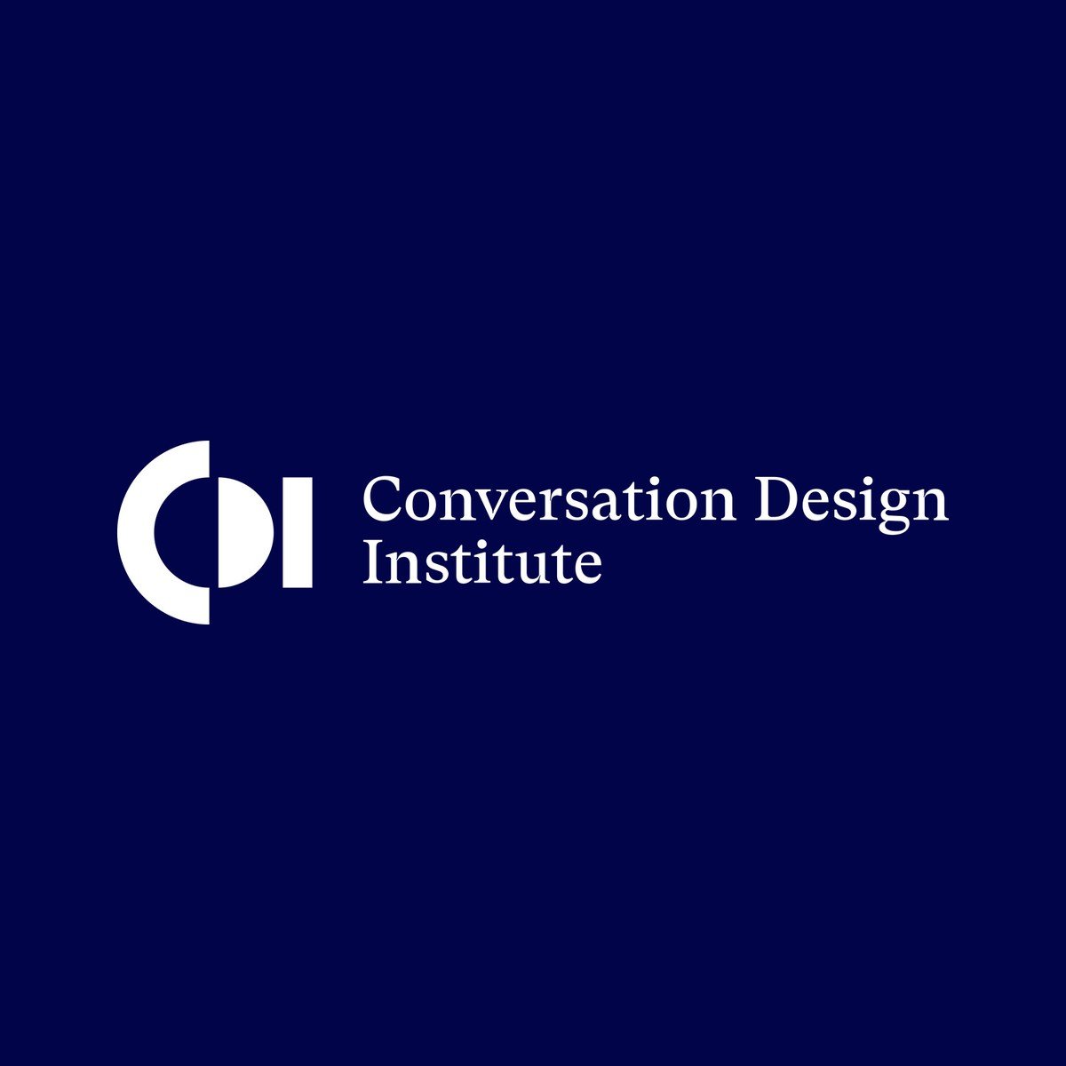 Conversation Design Institute logo in white on a dark blue background