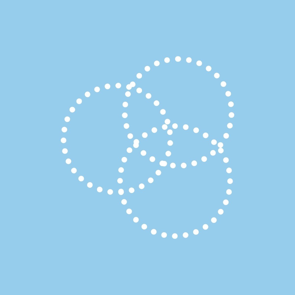 White dotted overlapping circles on a light blue background